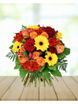 bouquet jaune/orange/rouge